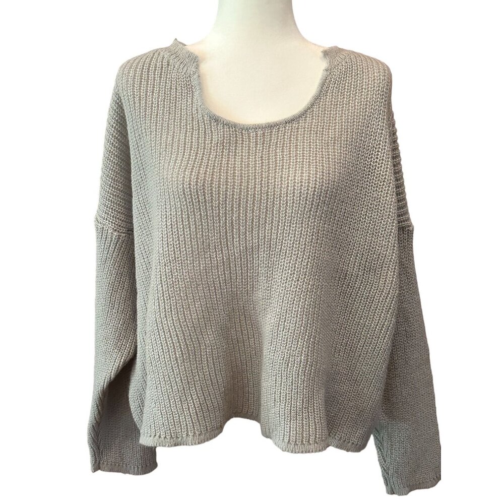 Shein Curve 3XL Light Gray Knit Sweater With Raw Edges